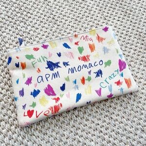 APM MONACO Linen Clutch bag purse - multicolor graffiti small bag - NWOT